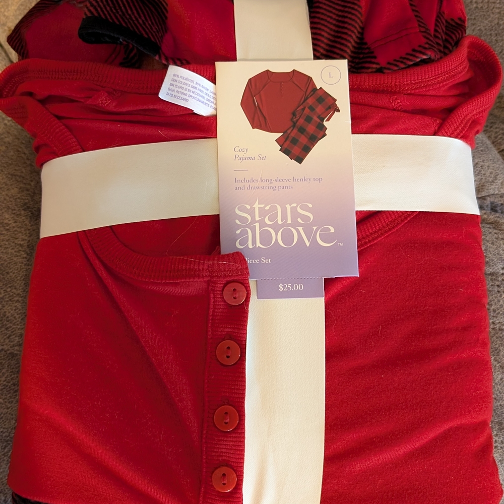 Stars Above Red and Black Plaid Pajama Set